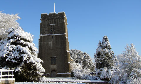 Peterston Super Ely view of church in snow